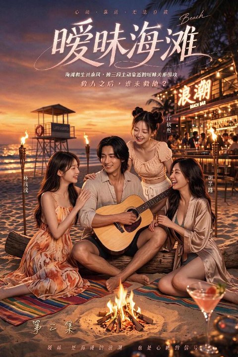 暧昧海滩 海滩救生员夏日恋爱海报
